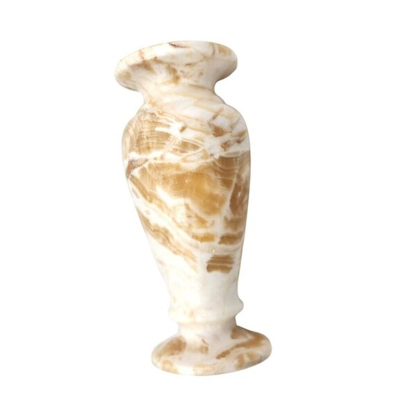 Vintage Marbled Onyx Alabaster Stone Vase 7.25 inches tall x 3 inches wide - Picture 11 of 15